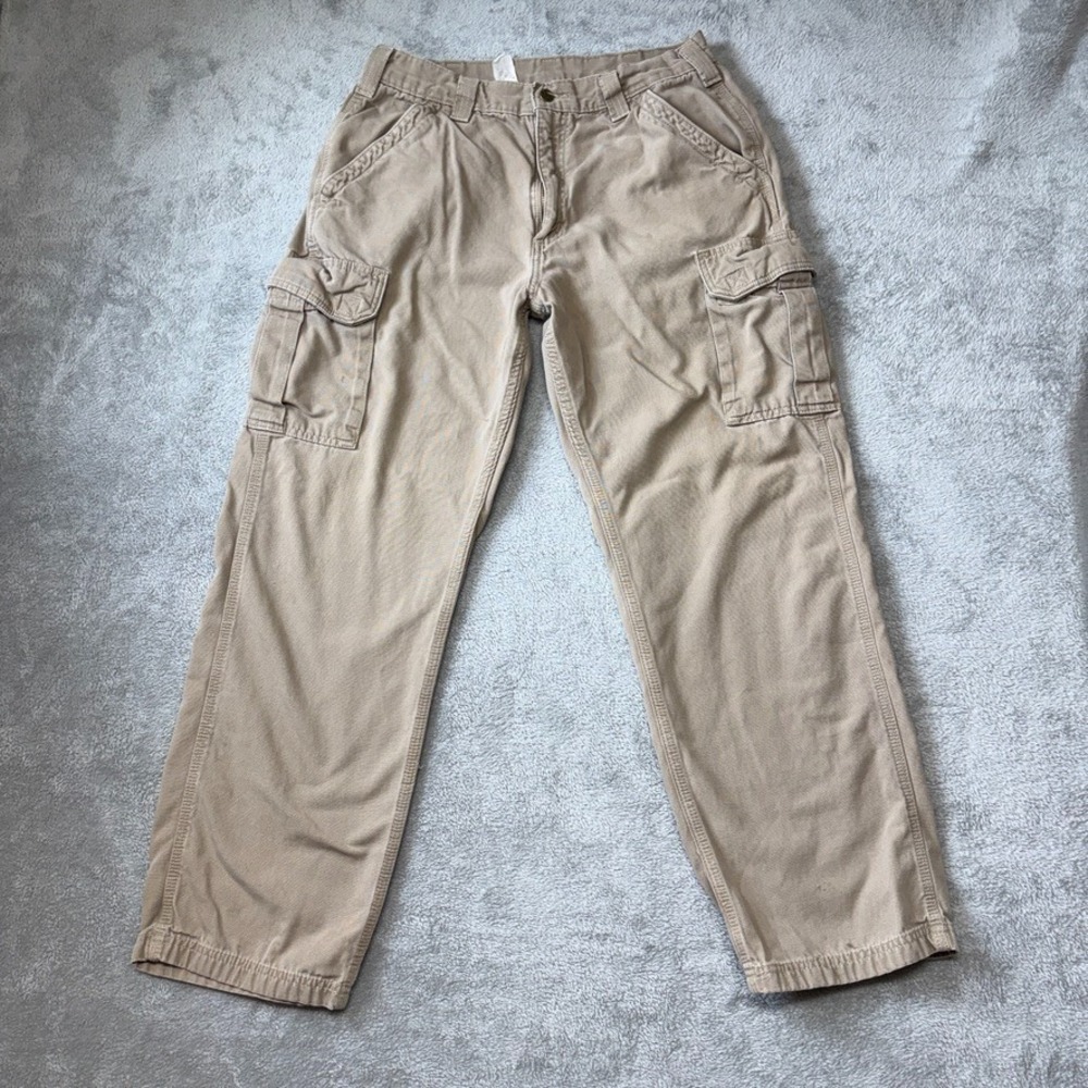Carhartt Pants Mens 32X30 Beige Relaxed Cargo Straight Mid Rise Twill Canvas
